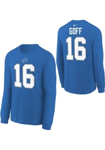 Jared Goff  Nike Detroit Lions Youth Blue Nike Fuse NN LS Long Sleeve Player T-Shirt