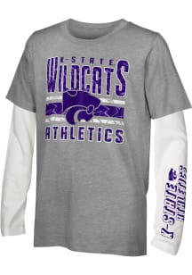 K-State Wildcats Youth Grey Into The Mix 3-in-1 Long Sleeve T-Shirt