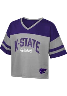 K-State Wildcats Girls Purple Play Maker Design Short Sleeve Fashion T-Shirt