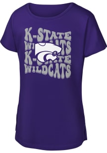 K-State Wildcats Girls Purple Groovy Short Sleeve Tee