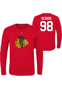 Connor Bedard  Outer Stuff Chicago Blackhawks Youth Red Flat NN Long Sleeve Player T-Shirt