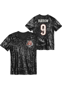 Joe Burrow Cincinnati Bengals Womens Black Sequin Player T-Shirt