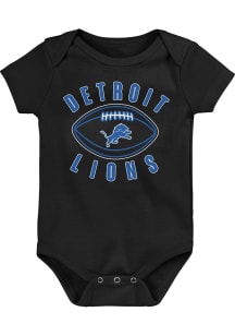 Detroit Lions Baby Black Little Kicker Design Short Sleeve One Piece