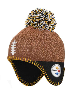 Pittsburgh Steelers Football Head Baby Knit Hat - Brown