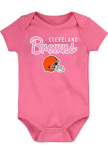 Cleveland Browns Baby Pink Big Game Short Sleeve One Piece