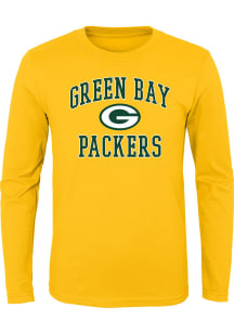 Green Bay Packers Boys Gold #1 Design Long Sleeve T-Shirt