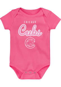 Chicago Cubs Baby Pink Big Game Design Short Sleeve One Piece