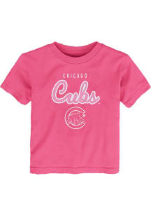 Chicago Cubs Infant Girls Big Game Short Sleeve T-Shirt Pink