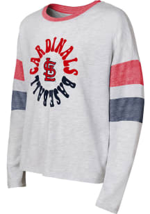 St Louis Cardinals Girls Grey Double Header Long Sleeve T-shirt