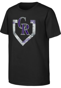 Colorado Rockies Youth Black Tech Camo Short Sleeve T-Shirt