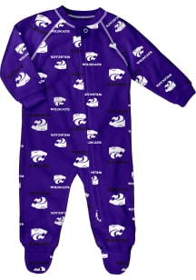 K-State Wildcats Baby Purple All Over Raglan Loungewear One Piece Pajamas