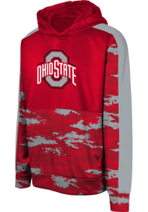 Ohio State Buckeyes Boys Red Pro Drill Perf Long Sleeve Performance Hooded Sweatshirt
