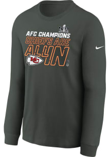 Nike Kansas City Chiefs Youth Anthracite 23 AFC Conf Champs Trophy Long Sleeve T-Shirt