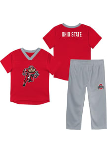 Brutus Buckeye  Outer Stuff Ohio State Buckeyes Toddler Red Red Zone Mascot SS Set Top and Bottom