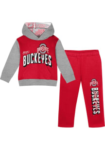 Ohio State Buckeyes Toddler Red Coin Toss Hood Set Top and Bottom