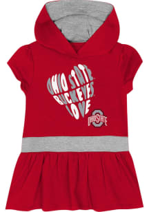 Ohio State Buckeyes Toddler Girls Red Team Love Hooded Short Sleeve Dress