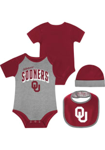 Oklahoma Sooners Baby Crimson Dynamic Duo Set One Piece with Bib