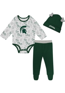 Michigan State Spartans Infant Green Little Champ LS and Hat Set Top and Bottom