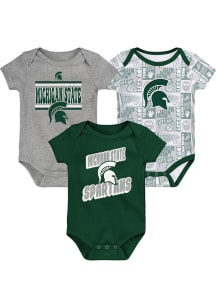 Michigan State Spartans Baby Green Sunday Commics 3PK SS Design One Piece