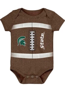 Michigan State Spartans Baby Brown Football Short Sleeve One Piece