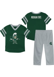 Sparty  Outer Stuff Michigan State Spartans Infant Green Red Zone Mascot SS Set Top and Bottom