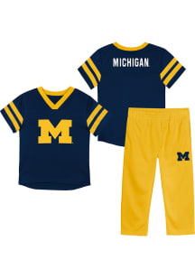 Michigan Wolverines Infant Blue Red Zone Mascot SS Set Top and Bottom