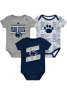 Penn State Nittany Lions Baby Navy Blue Sunday Commics 3PK SS Designed One Piece
