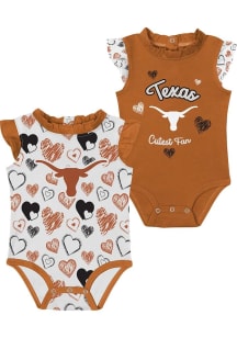 Texas Longhorns Baby Burnt Orange Happy Hearts Design Set One Piece