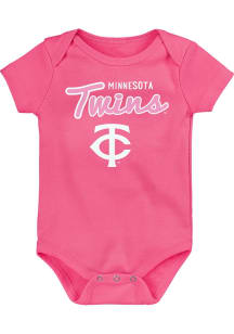Minnesota Twins Baby Pink Big Game Design Short Sleeve One Piece