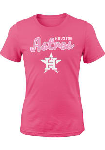 Houston Astros Girls Pink Big Game Design Short Sleeve Tee
