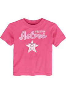 Houston Astros Toddler Girls Pink Big Game Short Sleeve T-Shirt