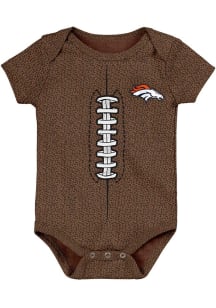 Denver Broncos Baby Brown Football Short Sleeve One Piece