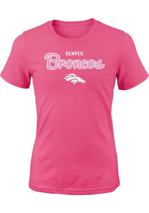 Denver Broncos Girls Pink Big Game Graphic Short Sleeve Tee