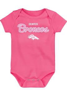 Denver Broncos Baby Pink Big Game Design Short Sleeve One Piece
