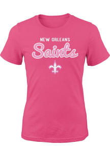 New Orleans Saints Girls Pink Big Game Short Sleeve Tee