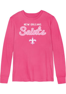 New Orleans Saints Toddler Girls Pink Big Game Long Sleeve T Shirt