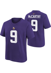 JJ McCarthy Minnesota Vikings Youth Purple Nike NN Player Tee