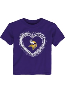 Minnesota Vikings Toddler Girls Purple Heart Shot Short Sleeve T-Shirt