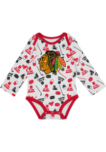 Chicago Blackhawks Baby White Quick Learner Long Sleeve One Piece