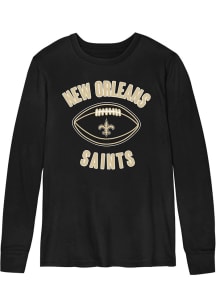 New Orleans Saints Boys Black Little Kicker Long Sleeve T-Shirt