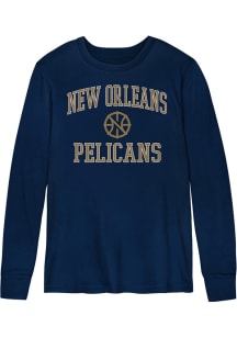 New Orleans Pelicans Boys Navy Blue #1 Design Long Sleeve T-Shirt