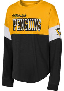 Pittsburgh Penguins Girls Black Power Up Long Sleeve T-shirt