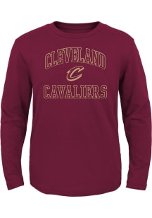 Cleveland Cavaliers Youth Maroon #1 Design Long Sleeve T-Shirt