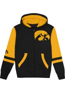 Iowa Hawkeyes Boys Black Stadium Colorblock Long Sleeve Full Zip Hooded Sweatshirt