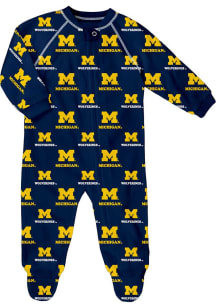 Michigan Wolverines Baby Blue Raglan Loungewear One Piece Pajamas