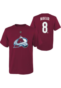 Cale Makar  Colorado Avalanche Boys Maroon Flat NN Short Sleeve T-Shirt