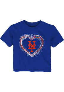 New York Mets Infant Girls Heart Shot Short Sleeve T-Shirt Blue