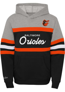Mitchell and Ness Baltimore Orioles Boys Black Head Coach Long Sleeve Hooded Sweatshirt