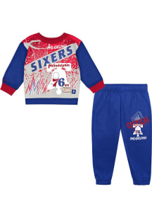 Mitchell and Ness Philadelphia 76ers Toddler Blue Blockbuster Set Top and Bottom