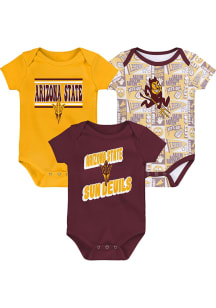 Arizona State Sun Devils Baby Maroon Sunday Commics 3PK SS Design One Piece
